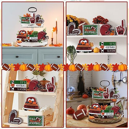 Fall Football Tiered Tray Decor, Farmhouse Tray Decorations Truck - style: Football Tiered Truck