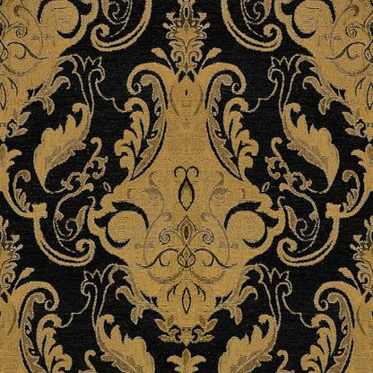 Loom and Mill Classic Chenille Damask Valances for Windows, Black, 54"x18" - color: Florence-black+copper Bronze
