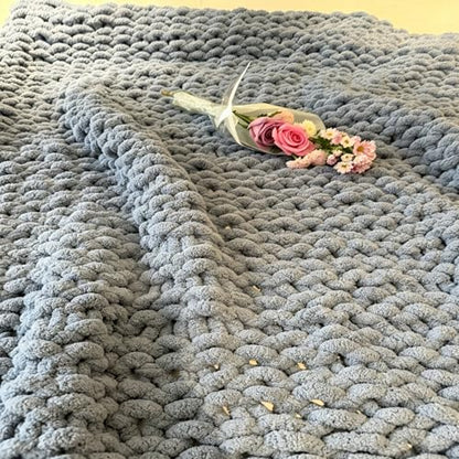 Soft Chunky Knit Throw Blanket for Couch, Cozy Warm Knitted Blankets - color: Airy Blue, size: 40\"x40\"(Small SizeThrow)