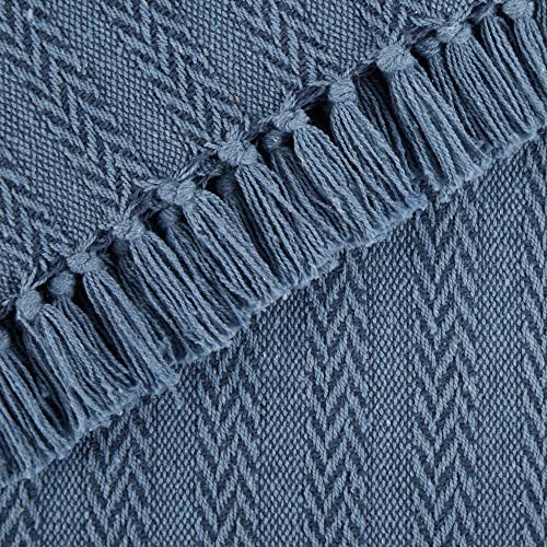 DII Industrial Tonal Textured Woven Throw 50x60, French Blue - color: French Blue