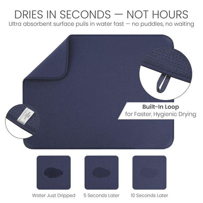 Bellemain Dish Drying Mat, Drying Matt Kitchen Counter, 17 x 24 Inch -Navy - color: Navy, size: 17" x 24"