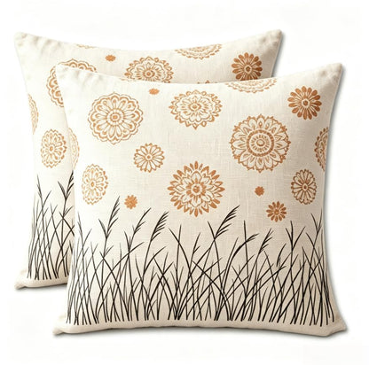 Boho Floral Reed Throw Pillow Covers Set of 2, 18x18 Inch - color: A20018, size: 18" x 18" (Pack of 2)