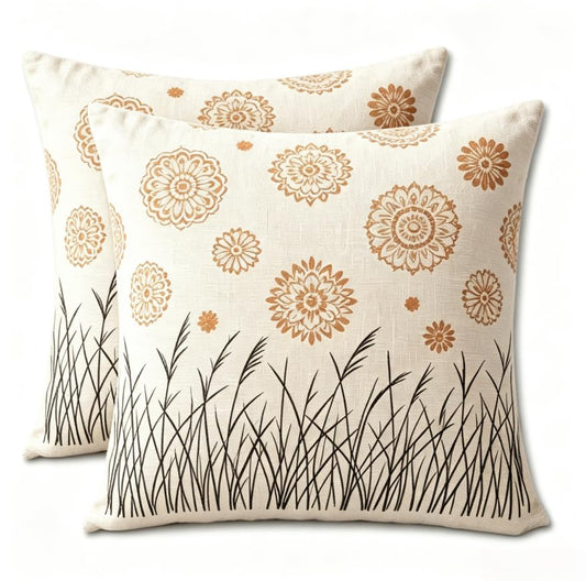 Boho Floral Reed Throw Pillow Covers Set of 2, 18x18 Inch - color: A20018, size: 18" x 18" (Pack of 2)