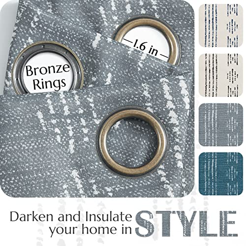 jinchan 95% Blackout Boho Curtains 54 Inch Length for Bedroom White on Grey Geometric Printed Grommet Top Room Darkening Thermal Insulated Window Drapes 2 Panels - color: Boho | White on Grey, size: 52"W x 54"L (Pack of 2)