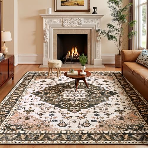 Amearea Vintage Design Area Rugs for Living Room, 4x6 Brown Bedroom Rug - color: Brown, size: 4' X 6' (Rectangular)