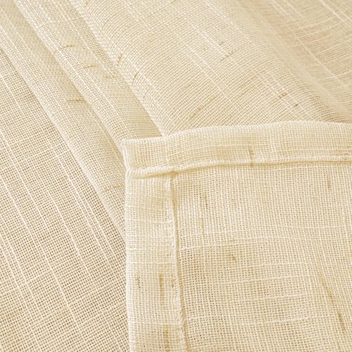 YoungsTex 리넨 시어 주방 창문 커튼 101.6cm 길이 소형 드레이프 - color: 크림 베이지., size: 34"W x 40"L (Pack of 2)