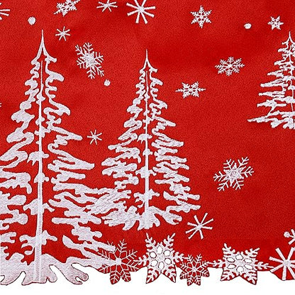 Grelucgo Embroidered Holly Tree and Snowflakes Kitchen Window Curtains Valance 58×14 Inches for Christmas Holidays (Tree) - color: Tree