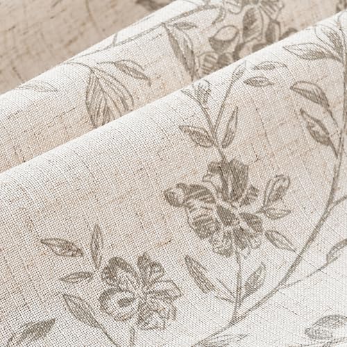 jinchan Alisa Ruffled Floral Valance Curtain 18 Inch 1 Panel Grey on Linen - color: Alisa Grey on Linen