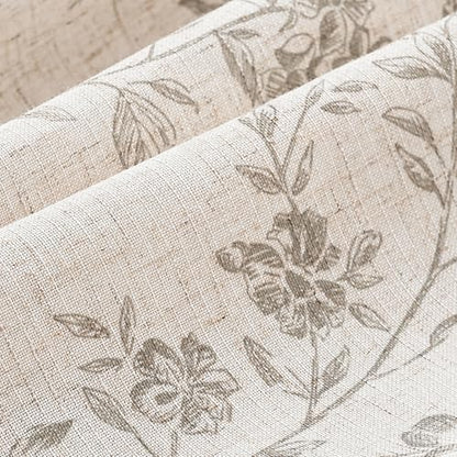 jinchan Alisa Ruffled Floral Valance Curtain 18 Inch 1 Panel Grey on Linen - color: Alisa Grey on Linen