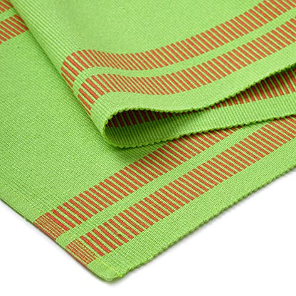 Encasa XO Table Runner, Yarn Dyed Ribbed Cotton 13"x72" - color: Ladder Green, size: 13x72 in