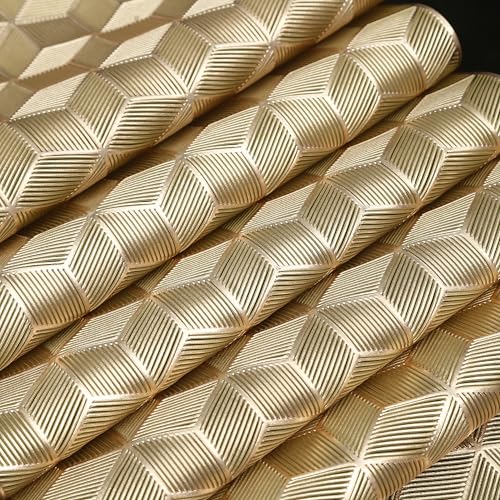 Quantum Love Geometric Gold PVC Placemats Set of 6 Heat Resistant Non-Slip Washable Dinning Kitchen Table Mats, Wipeable Square Cube Place Mats for Party Events Restaurant Wedding Home - color: Gold Cube