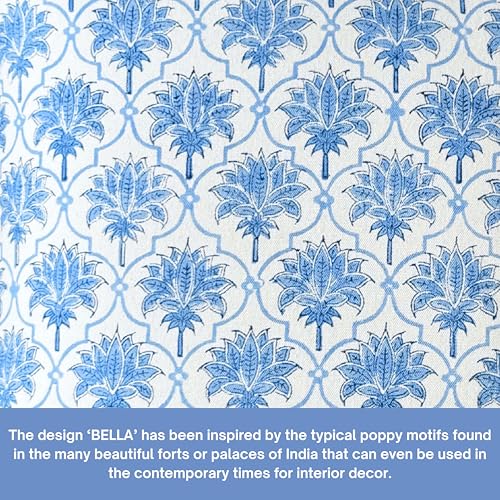 ATOSII Cotton Blockprint Throw Pillow Cover, Padma Blue, Set of 2, 18 X 18 - color: Padma, size: 18" x 18" (Pack of 2)