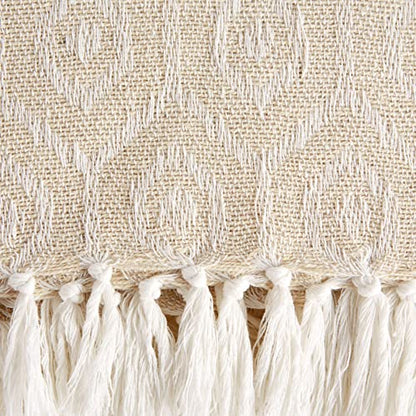 DII Modern Cotton Geometric Blanket Throw with Fringe for Chair, Couch, Picnic, Camping, Beach, & Keep Cozy with Everyday Use, 50x60, Off-White - color: Off-white, size: 50x60"