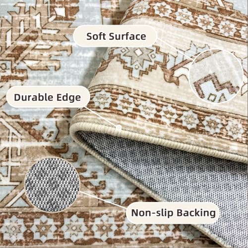 Area Rugs 3x5 Washable Non-Slip Boho Indoor Carpets, Beige Tan - color: Beige Tan, size: 3' x 5' (Rectangular)