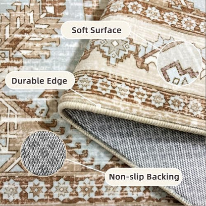 Area Rugs 8x10 Washable Non-Slip Large Boho Rug for Living Room, Beige Tan - color: Beige Tan, size: 8' x 10' (Rectangular)