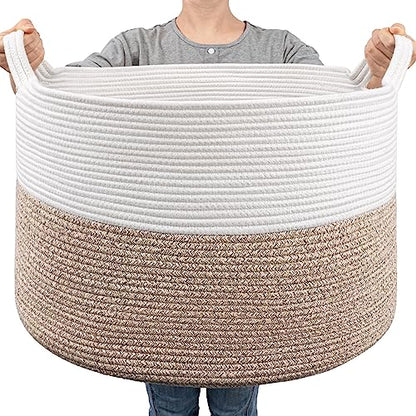 Goodpick Large Woven Basket for Blankets Fit Nursery & Living Room, 85L - color: Light Brown, size: 21.7x21.7x13.8 Inch (Pack of 1)