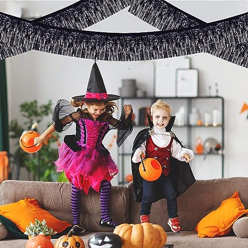 BEISHIDA Black Fringe Garland Banner 3Pack 30ft Wall Tinsel Foil Streamers - color: Black