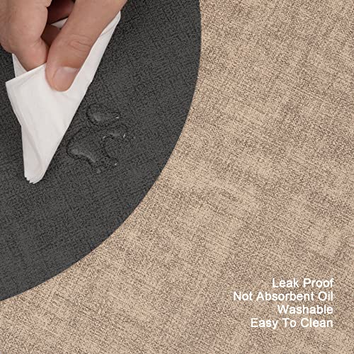 Myir JUN 14" Round Placemats Set of 4, Reversible Dual-Color Place Mats - color: Gray Beige
