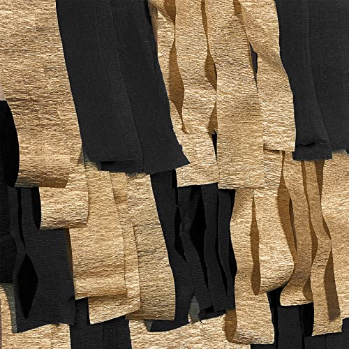 PartyWoo Multicolor Crepe Paper 4pcs 328 FT Multicolor Streamers - color: Black Gold-9634