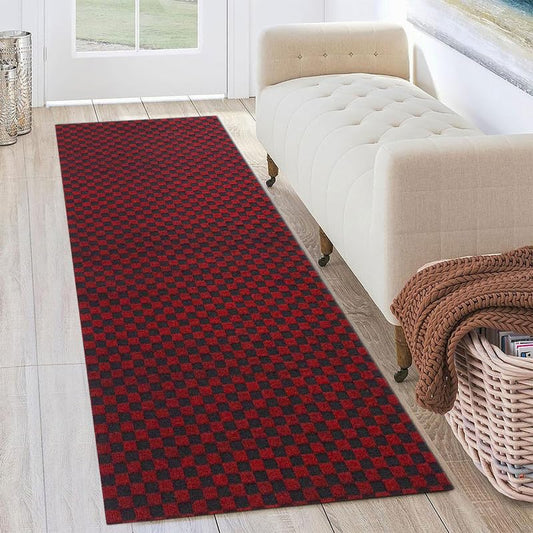 Petgrow Hallway Runner Rug 2FTX9FT,Super Skid Resistant TPR Backing Area Rug Runner, Indoor Outdoor Carpet Door Mat for Floor Entryway Kitchen Laundry Balcony Garage Corridor Stair,Red - color: Checked Red, size: 2FTX9FT