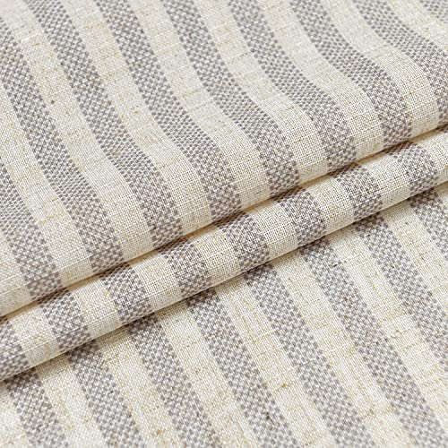 Vangao Taupe Grey Stripe Linen Tiers Curtains 36 Inch Farmhouse 2 Panels - color: Boxter Striped| Taupe Grey on Beige, size: 26"W x 36"L (Pack of 2)