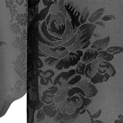 Molaxhome Homey Sheer Embroidered Flowers Vine Valance Window Treatment - color: A634black, size: 52"W x 18"L (Pack of 1)