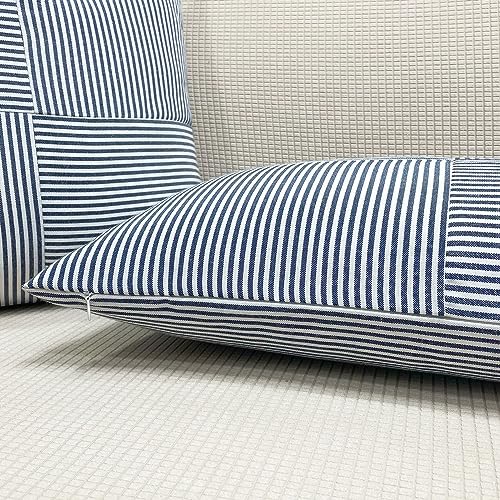 Slow Cow Lumbar Throw Pillow Cover Stripe 12 x 24 Inches Denim Blue - color: D-denim Blue, size: 24" x 12" (Pack of 1)