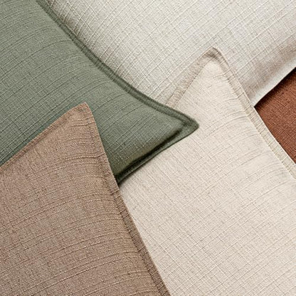 MIULEE Thick Textured Lumbar Throw Pillow Covers 20x12 Inch Natural Beige - color: Natural Beige, size: 20" x 12" (Pack of 2)