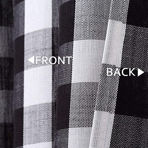 Amzdecor Black White Buffalo Plaid Valance Semi Sheer Cafe Curtain 55"x15" - color: Black/White