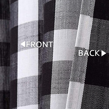 Amzdecor Black White Buffalo Plaid Valance Semi Sheer Cafe Curtain 55"x15" - color: Black/White