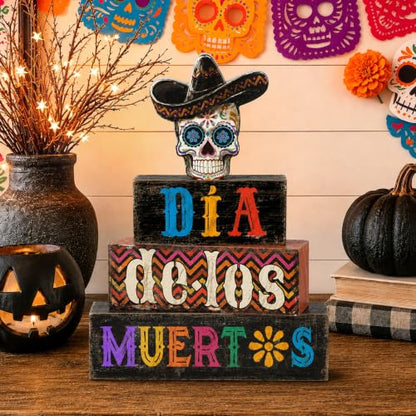 4Pcs Day of the Dead Table Decorations Dia De Los Muertos Sign Decor - style: Day of the Dead
