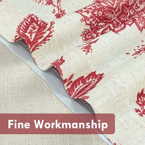 DriftAway Freda Jacobean Floral Linen Blend Blackout Thermal Insulated Energy Saving Privacy Window Linen Curtain Valance Rod Pocket 2 Layers Single 52 Inch by 24 Inch Plus 2 Inch Header Red Beige - color: Red, size: 52"W x 24"L (Pack of 1)