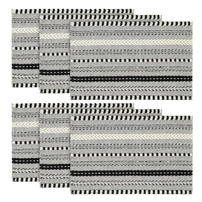 Artoid Mode Black Woven Braided Stripe Placemats Set of 6-12x18 Inch - color: Black, size: 12" x 18", 6 Pcs