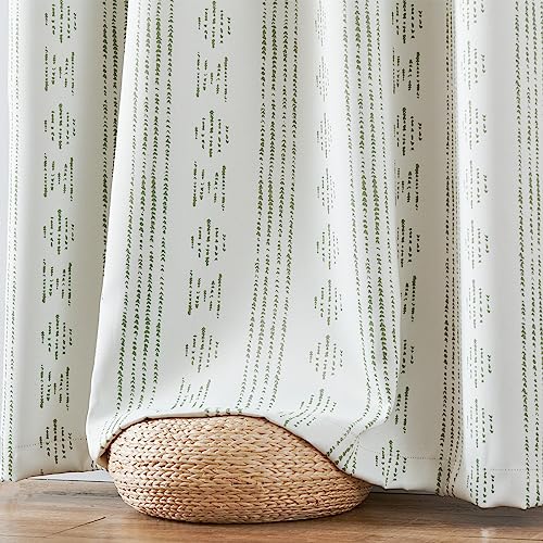 jinchan Boho Blackout Curtains 54 Inch Length for Bedroom - color: Boho | Sage Green on Beige, size: 52"W x 54"L (Pack of 2)