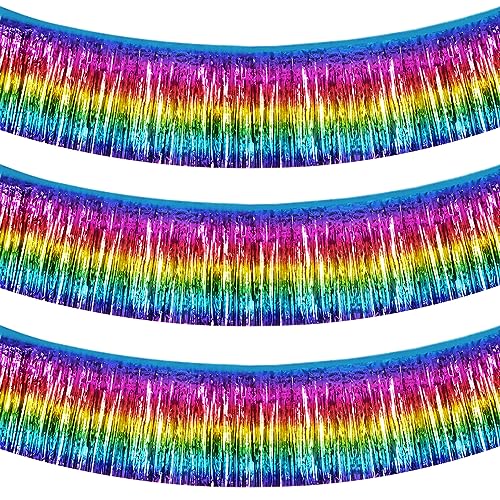 BEISHIDA Dark Rainbow Fringe Garland Banner 30ft Wall Tinsel Foil Streamers - color: Dark Rainbow