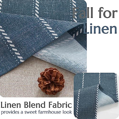 jinchan Striped Linen Valance Blue Farmhouse 18 Inch 1 Panel - color: Nautical Striped Blue, size: 50"W x 18"L (Pack of 1)