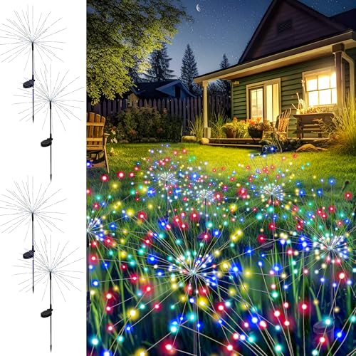GIGALUMI 4 Pack Solar Firework Lights Outdoor, Garden Decor, Multicolored - color: Multicolor, size: 4 PACK