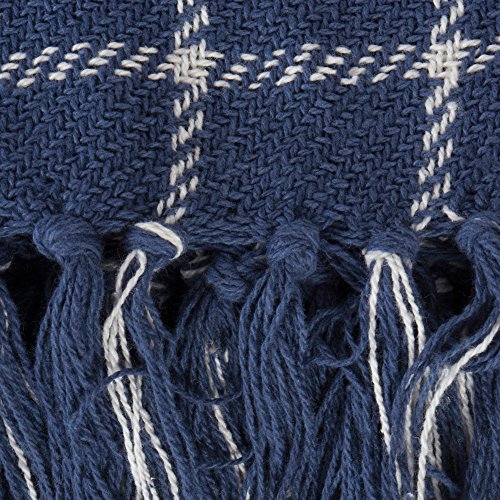 DII Transitional Checked Plaid Woven Throw, 50x60, French Blue - color: French Blue, size: 50x60"