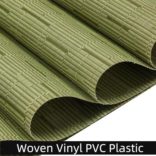 SHACOS PVC Woven Vinyl Wedge Placemats Set of 4 Round Table Placemats Wipe Clean Heat Resistant Round Table Mats (4, Green) - color: Green