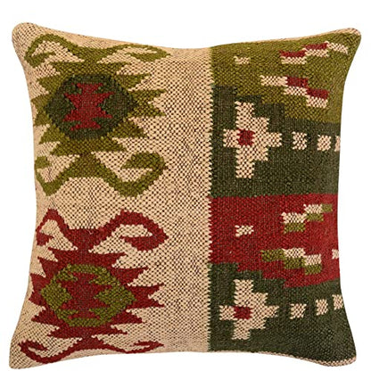 Trade Star Jute Wool Handmade Kilim Cushion Cover 18x18 Inches - color: Pattern 5