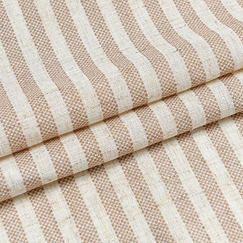 Vangao Taupe Stripe Linen Tiers Curtains 36 Inch Farmhouse 2 Panels - color: Boxter Striped| Taupe on Beige, size: 26"W x 36"L (Pack of 2)