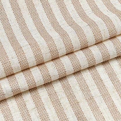 Vangao Taupe Stripe Linen Tiers Curtains 36 Inch Farmhouse 2 Panels - color: Boxter Striped| Taupe on Beige, size: 26"W x 36"L (Pack of 2)