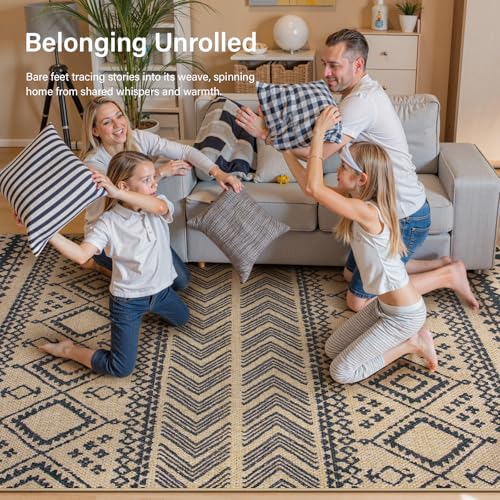 Lahome Boho Washable Easy Jute Runner Rug, 2x8 Kitchen Runner Rug Non Slip - color: Brown Geometric Tribal, size: 2'6" x 8' (Runner)