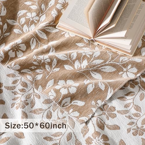 Hahafelt Brown Flower Chenille Throw Blanket 50x60 Soft Couch - color: Brown, style: Flower