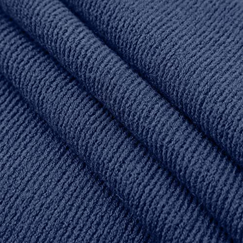 Vonty Royal Blue Knitted Throw Blanket with Tassels Fringe, 50x60 Acrylic - color: Royal Blue, size: 50" x 60"