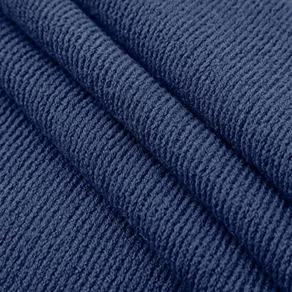Vonty Royal Blue Knitted Throw Blanket with Tassels Fringe, 50x60 Acrylic - color: Royal Blue, size: 50" x 60"