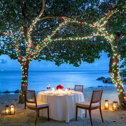JMEXSUSS 163ft 500 LED Red White and Green Christmas Lights with 8 Modes - color: Red White Green, size: 500 LED