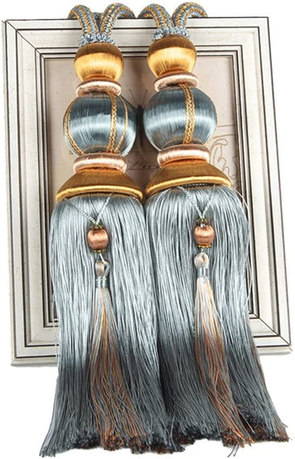 Paired Lantern Single Hanging Ball Tassels Curtains Buckle Sling Binding Lantern Tiebacks Handcrafted Braided Buckle Drapery Curtain Holdbacks Window Treatments for Home 2 Pack - color: Light Blue, size: 11.81 inches