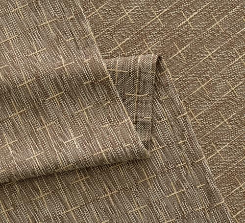 MIULEE Patterned Farmhouse Linen Curtains, Back Tab, 52Wx63L, Brown - color: Brown, size: 52"W x 63"L (Pack of 2)
