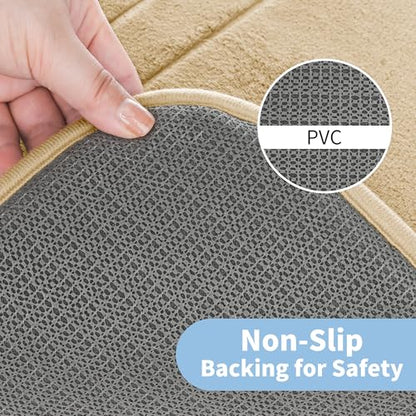 Cupic Cupid Memory Foam Bath Mat 20"×32", Non Slip Bathroom Rugs，Deep Khaki - color: Deep Khaki, size: 1'8" x 2'8" (20" x 32")